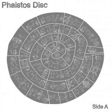 tek renkli vektör çizim Phaistos disk ile 