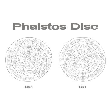 tek renkli vektör çizim Phaistos disk ile 