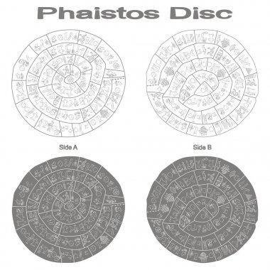 tek renkli vektör çizim Phaistos disk ile 
