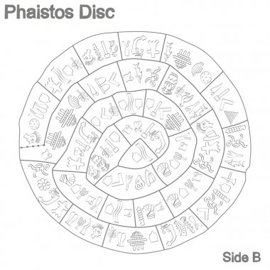 monochrome vector illustration with Phaistos disc  clipart