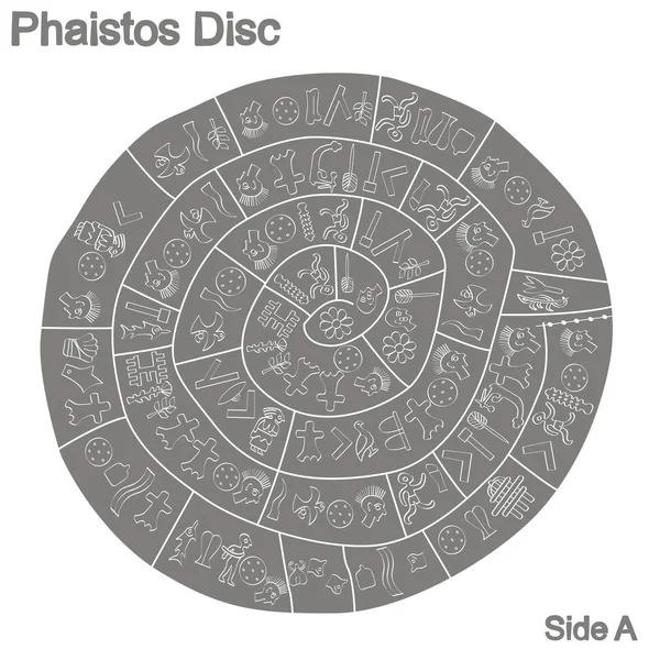 Ilustración vectorial monocromo con disco de Phaistos — Archivo Imágenes Vectoriales