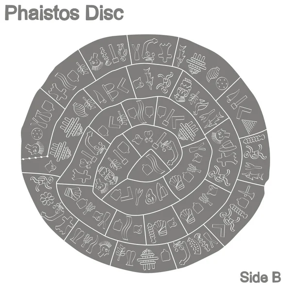 Ilustração vetorial monocromática com disco de Phaistos — Vetor de Stock