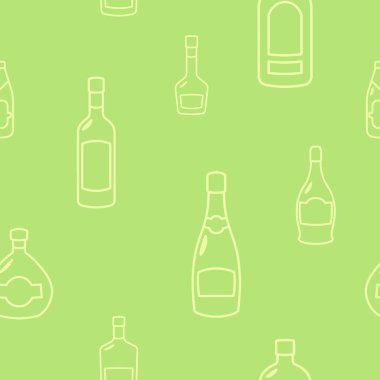 Tasarımınız için vektör alkol şişe ile Seamless Modeli