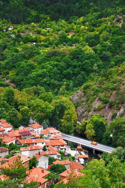 The highway that runs through a mountain village