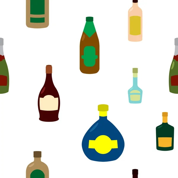 Patrón Sin Costura Con Botellas Alcohol Vectores Para Diseño — Vector de stock