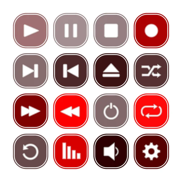 Set Monochrome Icons Media Player Symbols Your Design — Stock Vector