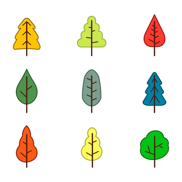 Conjunto Ícones Monocromáticos Com Árvores Vetoriais Para Seu Projeto — Vetor de Stock