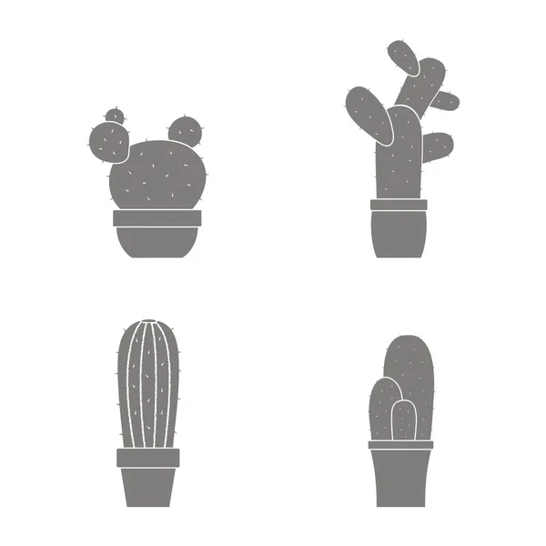 Monochroom Vector Iconen Met Cactus Voor Ontwerp — Stockvector