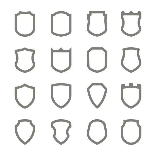 Set Monochrome Icons Vector Shield Your Design — Stock Vector