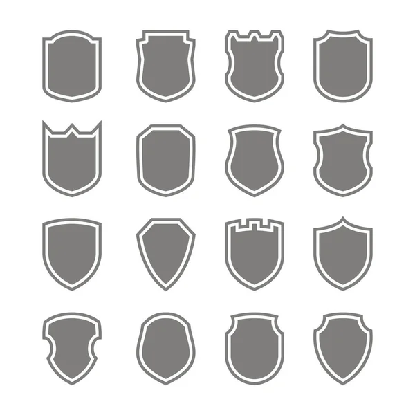 Set Monochrome Icons Vector Shield Your Design — Stock Vector