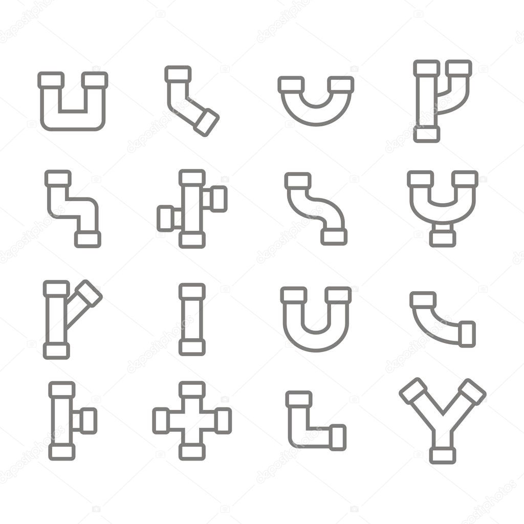  monochrome icon set with vector pipes for your design