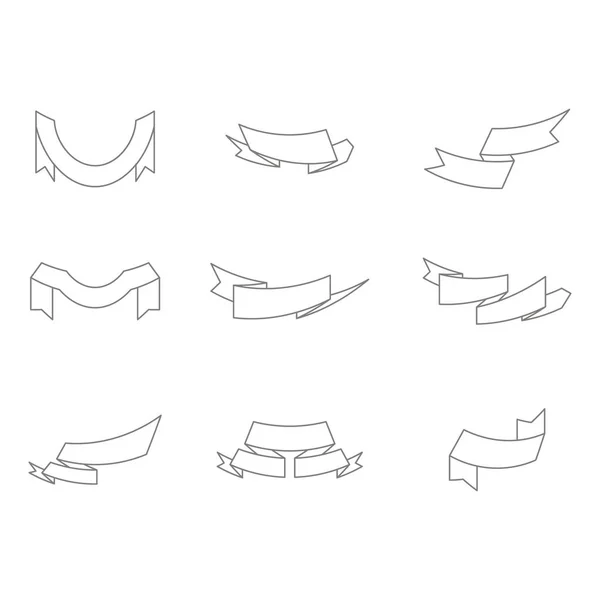 Conjunto Monocromo Con Cintas Banners Vectoriales Para Diseño — Vector de stock