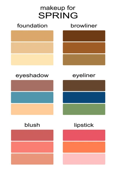Meilleures Couleurs Maquillage Pour Type Printemps Apparence Palette Analyse Saisonnière — Image vectorielle