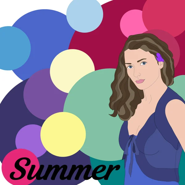 Stock Vector Summer Type Female Appearance Face Young Woman Seasonal — Stock Vector