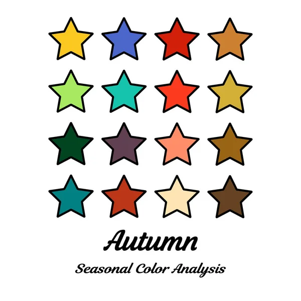 Stock Vector Color Guide Seasonal Color Analysis Palette Autumn Type — Stock Vector