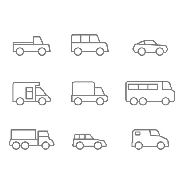 Conjunto Monocromo Con Iconos Transporte Para Diseño — Archivo Imágenes Vectoriales