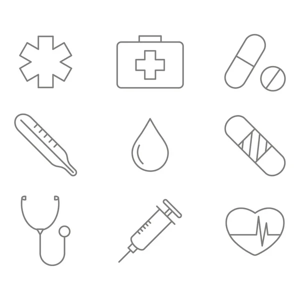 Monochrome Set Medicine Line Icons Your Design — стоковый вектор