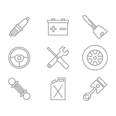 tek renkli çizgi araba hizmeti simgelerini tasarımınız için ile ayarla