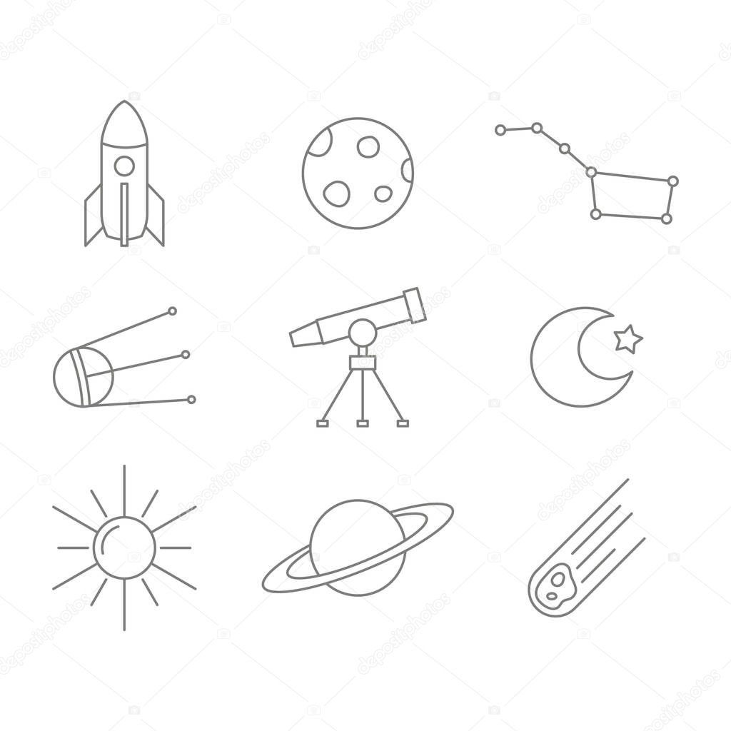 monochrome set with line space icons for your design