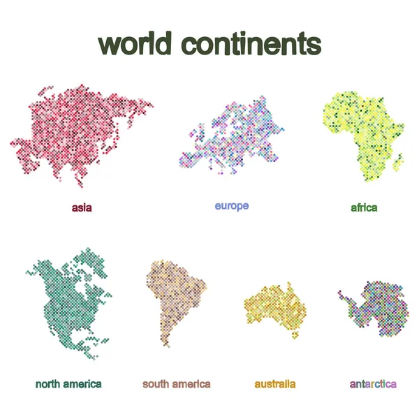 Uppsättning Svartvita Ikoner Med Världens Kontinenter För Din Design — Stock vektor