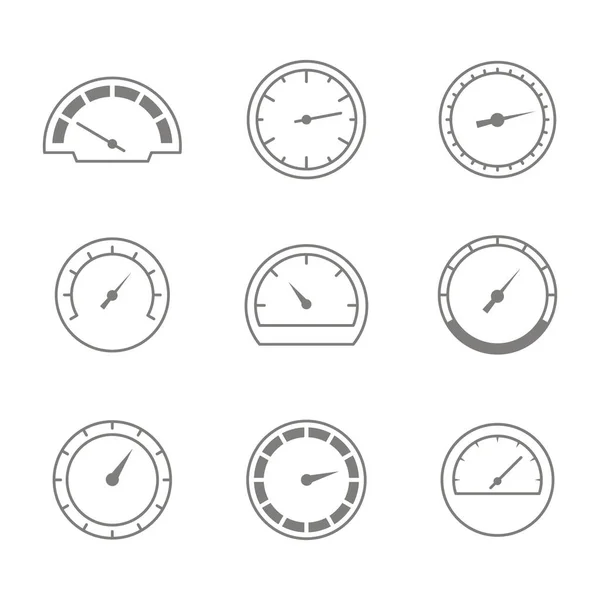 Set Monochrome Icons Speedometers Your Design — Stock Vector