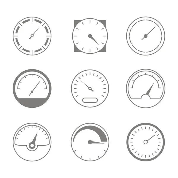 Set Monochrome Icons Speedometers Your Design — Stock Vector
