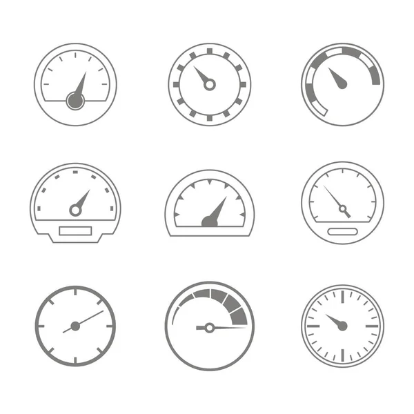 Set Monochrome Icons Speedometers Your Design — Stock Vector