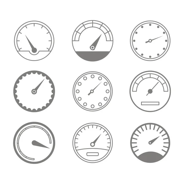 Set Monochrome Icons Speedometers Your Design — Stock Vector