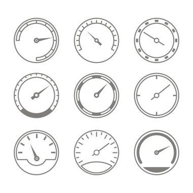 İle hızölçerler tasarımınız için tek renkli simgeler kümesi