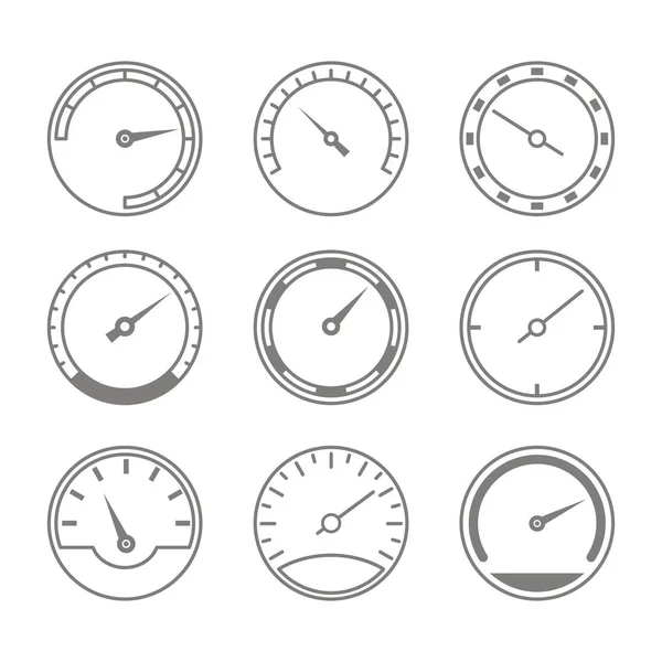 Set Monochrome Icons Speedometers Your Design — Stock Vector