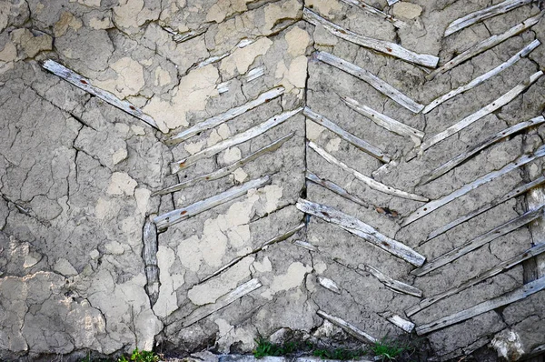 Τοίχο Του Παλιού Σπιτιού Κατέστρεψε Σοβά — Φωτογραφία Αρχείου
