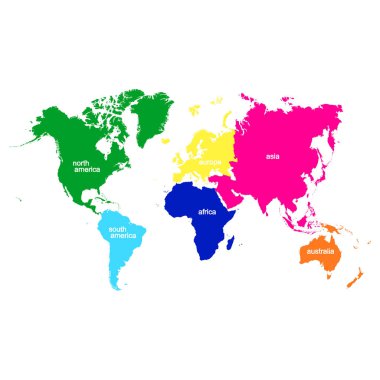 tek renkli vektör simgeleri dünya kıtalarında