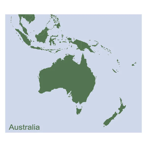 Ilustração Vetorial Com Mapa Político Austrália Oceânia — Vetor de Stock
