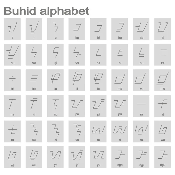 Set Monochrome Iconen Met Buhid Alfabet — Stockvector