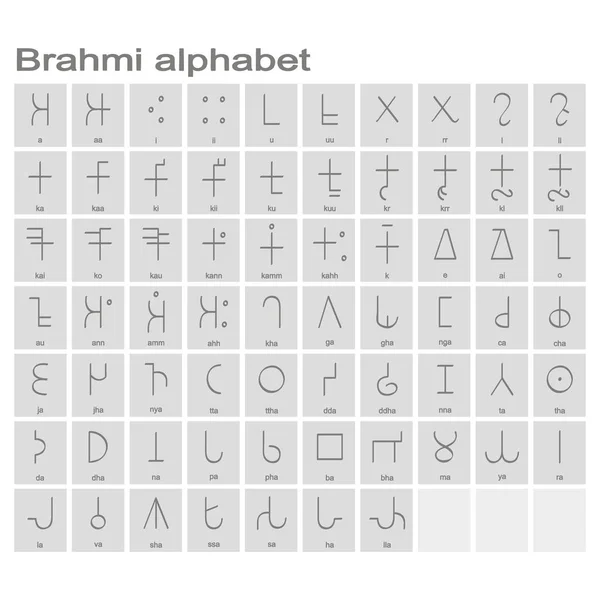 Brahmi Alfabesiyle Tek Renkli Simgeler Kümesi — Stok Vektör