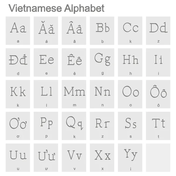 Vietnam Alfabesiyle Tek Renkli Simgeler Kümesi — Stok Vektör