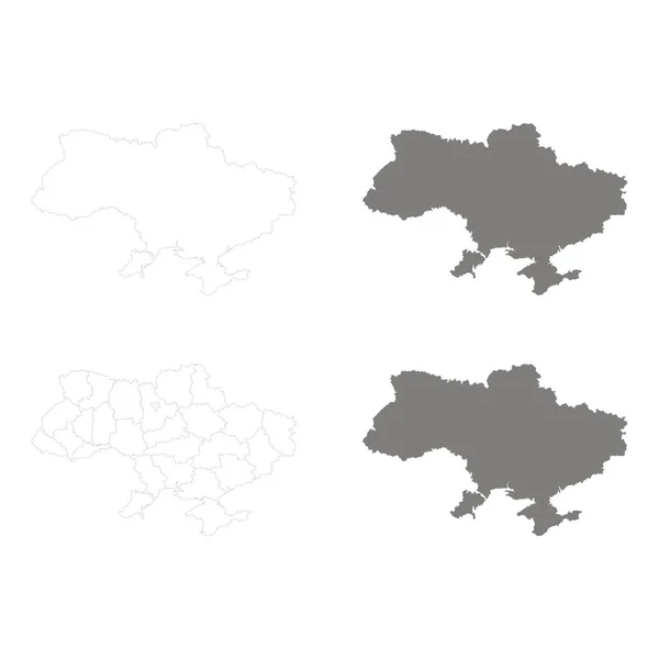 Conjunto Vetores Monocromáticos Com Mapas Ucrânia — Vetor de Stock