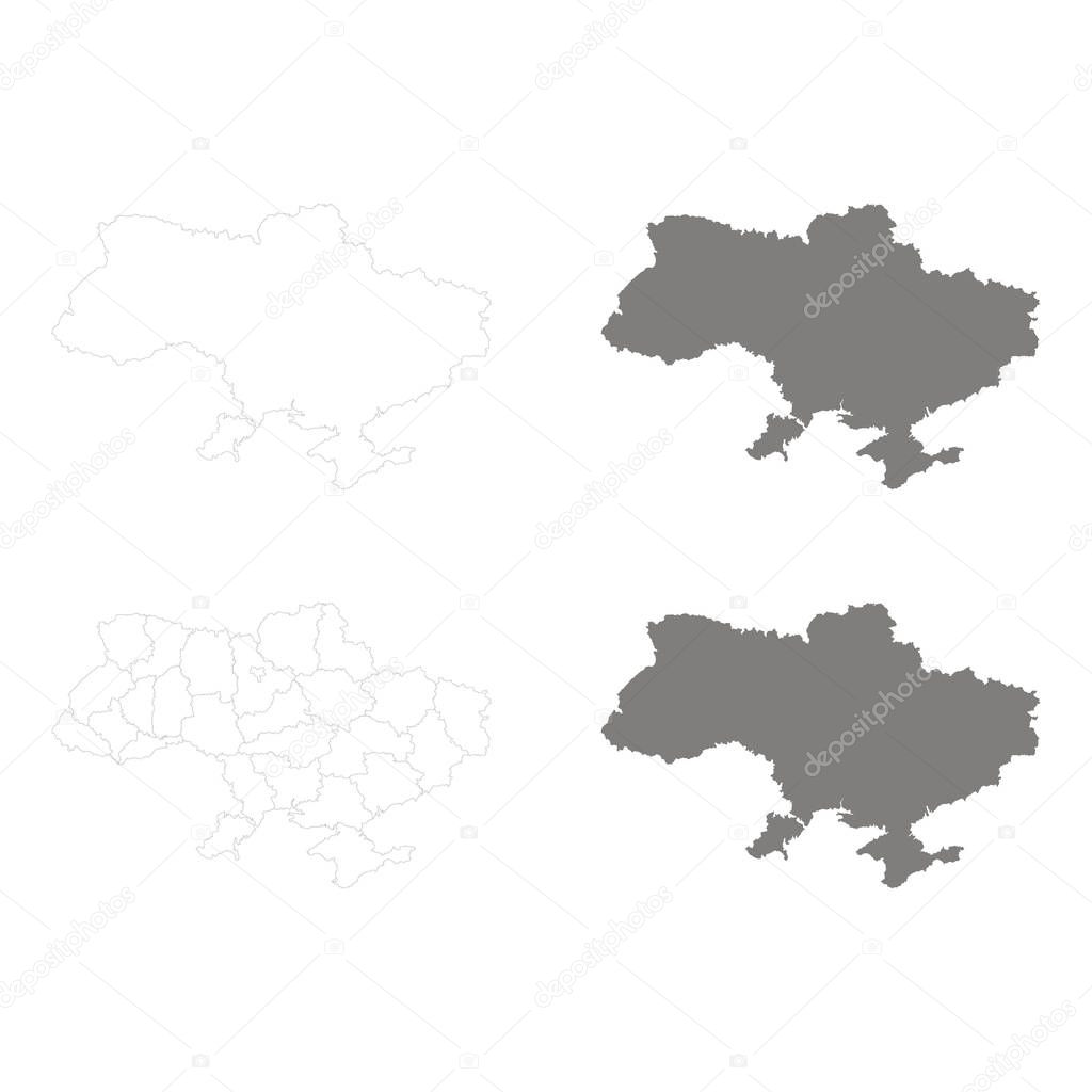 monochrome vector set with maps of Ukraine