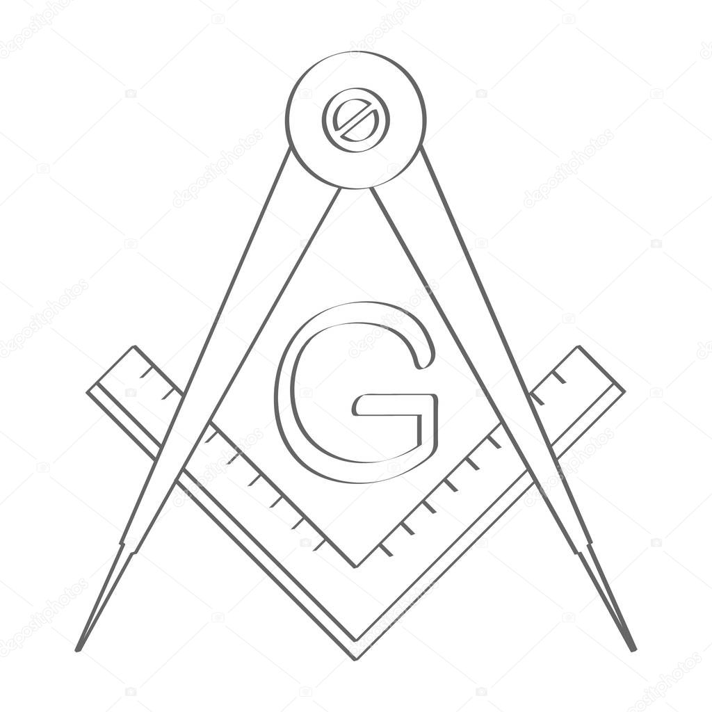 Vector icon with Masonic Square and Compasses for your design