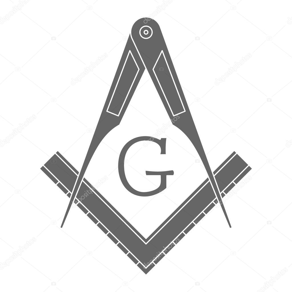 Vector icon with Masonic Square and Compasses for your design