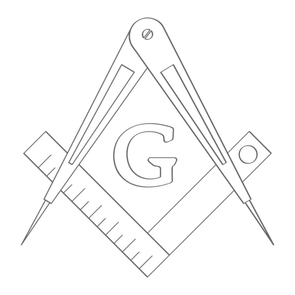Vector Icon Masonic Square Compasses Your Design — 스톡 벡터