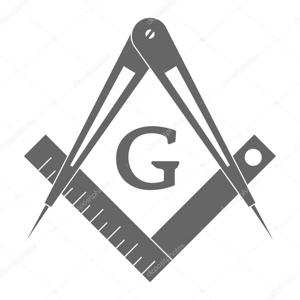 Vector icon with Masonic Square and Compasses for your design