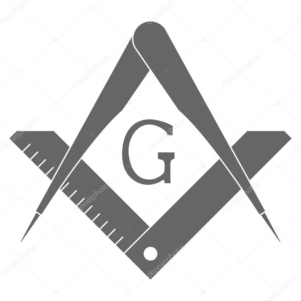 Vector icon with Masonic Square and Compasses for your design