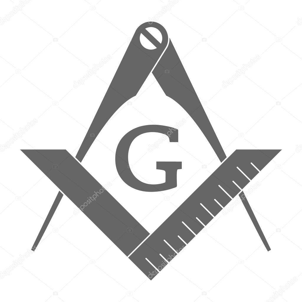 Vector icon with Masonic Square and Compasses for your design