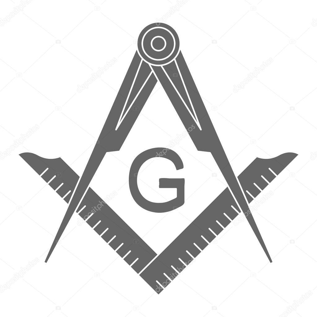 Vector icon with Masonic Square and Compasses for your design
