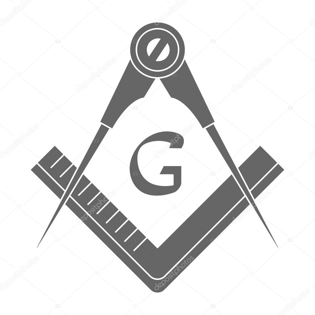 Vector icon with Masonic Square and Compasses for your design