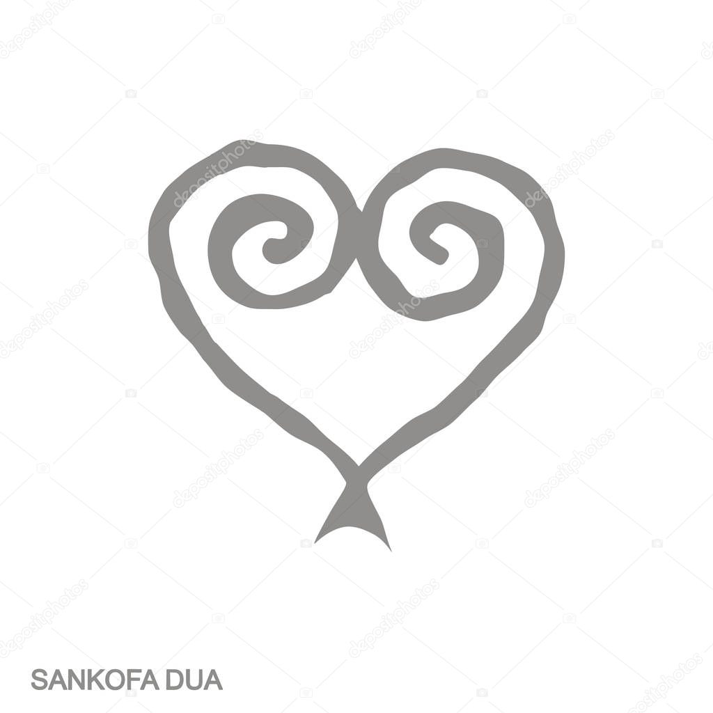 Vector monochrome icon with Adinkra symbol Sankofa Dua