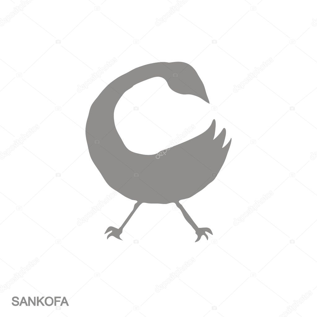 Vector monochrome icon with Adinkra symbol Sankofa 