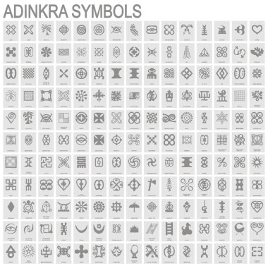adinkra sembollü monokrom simgeleri kümesi 