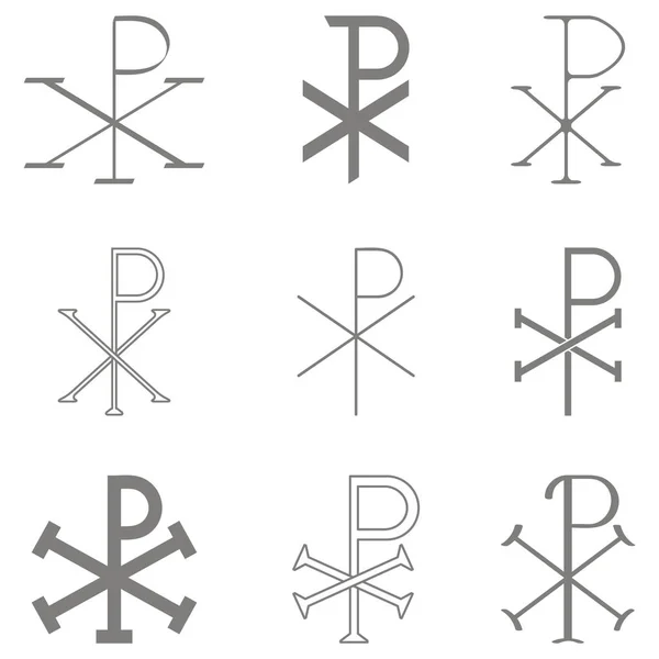 Ensemble Vectoriel Avec Symbole Chrétien Chi Rho Pour Votre Conception — Image vectorielle